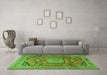 Machine Washable Persian Green Traditional Area Rugs in a Living Room,, wshtr4007grn