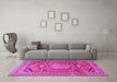 Machine Washable Persian Pink Traditional Rug in a Living Room, wshtr4007pnk