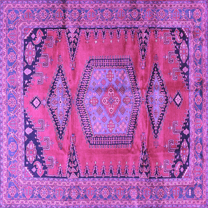 Square Machine Washable Persian Purple Traditional Area Rugs, wshtr4007pur