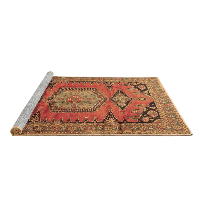 Sideview of Machine Washable Persian Brown Traditional Rug, wshtr4007brn
