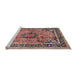 Sideview of Machine Washable Traditional Brown Red Rug, wshtr4008