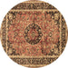 Round Medallion Brown Traditional Rug, tr4008brn