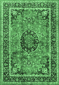 Medallion Emerald Green Traditional Rug, tr4008emgrn