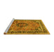 Sideview of Machine Washable Medallion Yellow Traditional Rug, wshtr4008yw