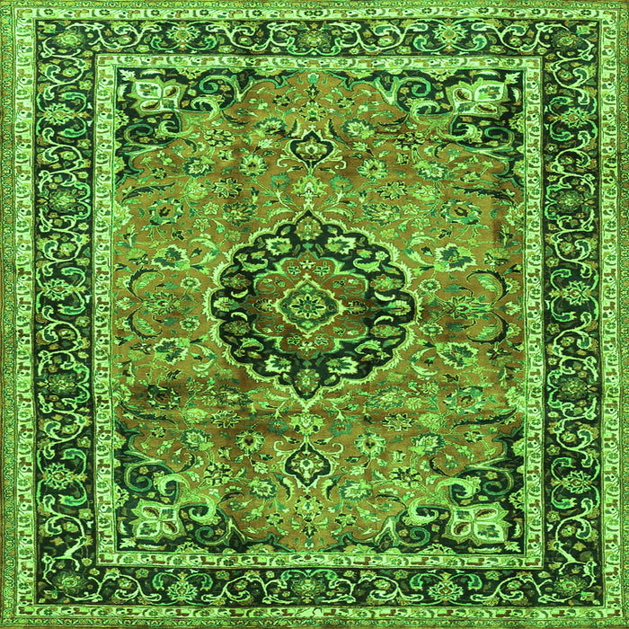 Serging Thickness of Medallion Green Traditional Rug, tr4008grn