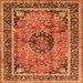 Serging Thickness of Medallion Orange Traditional Rug, tr4008org