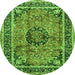 Machine Washable Medallion Green Traditional Area Rugs, wshtr4008grn