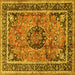 Square Medallion Yellow Traditional Rug, tr4008yw