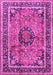 Machine Washable Medallion Pink Traditional Rug, wshtr4008pnk