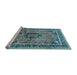 Sideview of Machine Washable Medallion Light Blue Traditional Rug, wshtr4008lblu