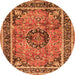 Machine Washable Medallion Orange Traditional Area Rugs, wshtr4008org