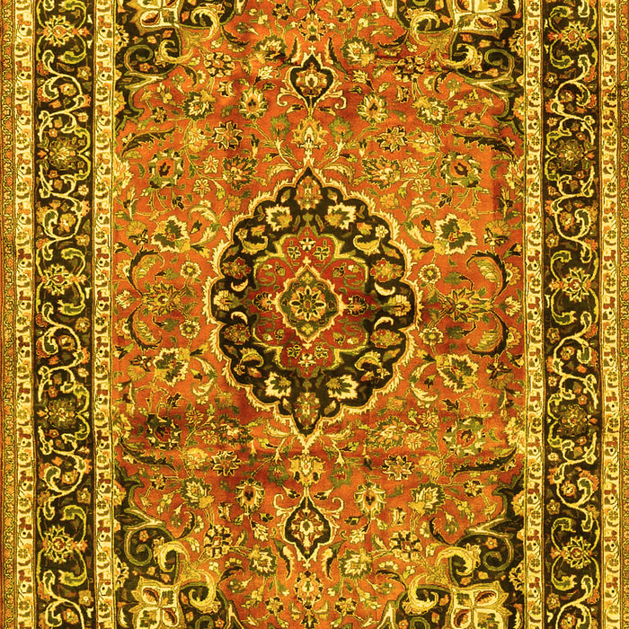Machine Washable Medallion Yellow Traditional Rug, wshtr4008yw