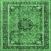 Square Machine Washable Medallion Emerald Green Traditional Area Rugs, wshtr4008emgrn