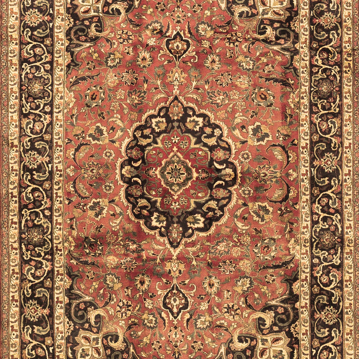 Machine Washable Medallion Brown Traditional Rug, wshtr4008brn