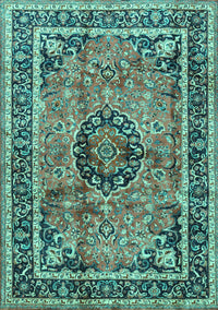 Medallion Turquoise Traditional Rug, tr4008turq