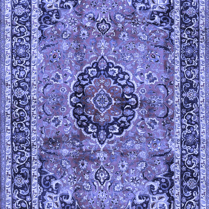 Machine Washable Medallion Blue Traditional Rug, wshtr4008blu