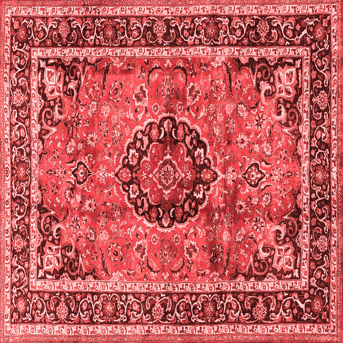Machine Washable Medallion Red Traditional Rug, wshtr4008red