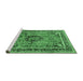 Sideview of Machine Washable Medallion Emerald Green Traditional Area Rugs, wshtr4008emgrn