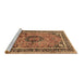 Sideview of Machine Washable Medallion Brown Traditional Rug, wshtr4008brn