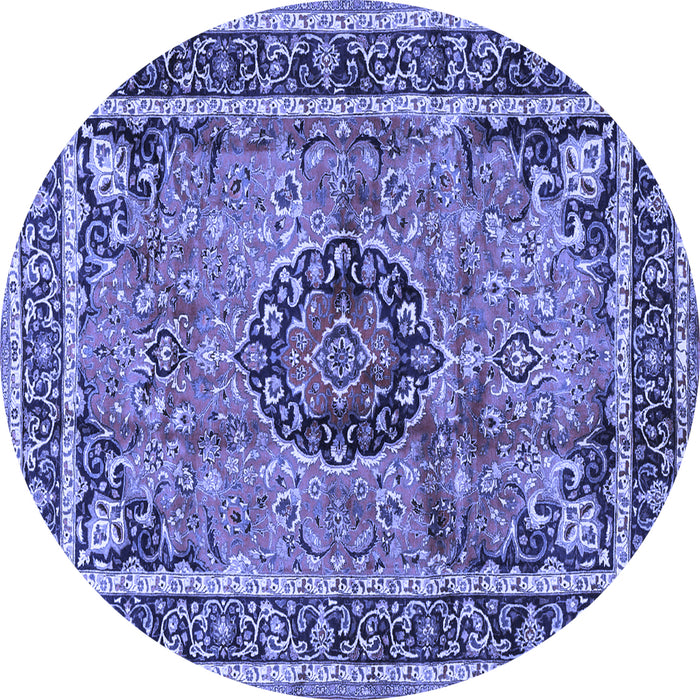 Round Medallion Blue Traditional Rug, tr4008blu