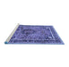 Sideview of Machine Washable Medallion Blue Traditional Rug, wshtr4008blu