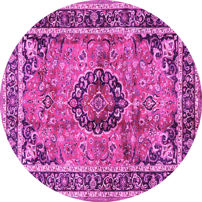 Round Medallion Pink Traditional Rug, tr4008pnk
