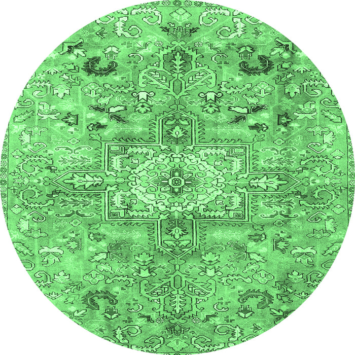 Round Persian Emerald Green Traditional Rug, tr4009emgrn