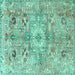 Square Persian Turquoise Traditional Rug, tr4009turq