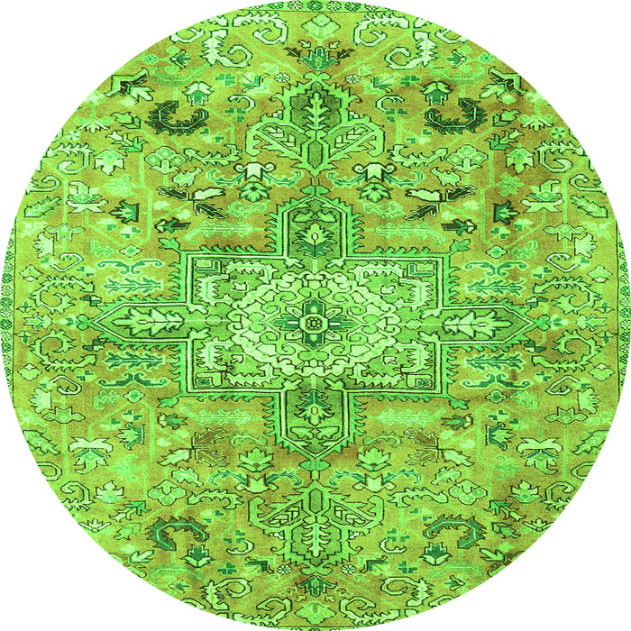 Square Persian Green Traditional Rug, tr4009grn