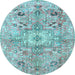 Round Persian Light Blue Traditional Rug, tr4009lblu