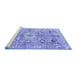 Sideview of Machine Washable Persian Blue Traditional Rug, wshtr4009blu