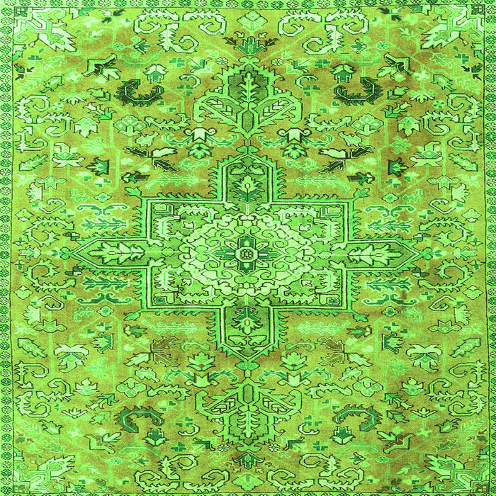 Round Machine Washable Persian Green Traditional Area Rugs, wshtr4009grn
