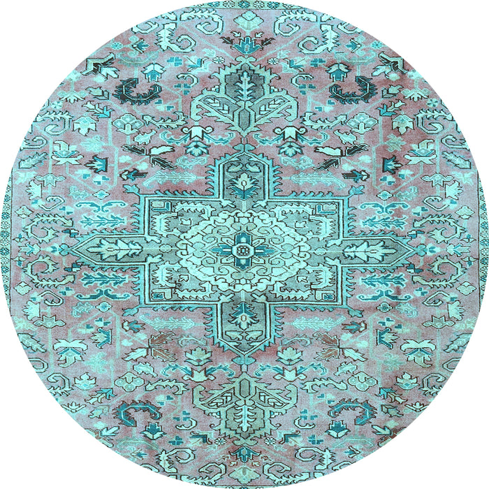 Round Machine Washable Persian Light Blue Traditional Rug, wshtr4009lblu