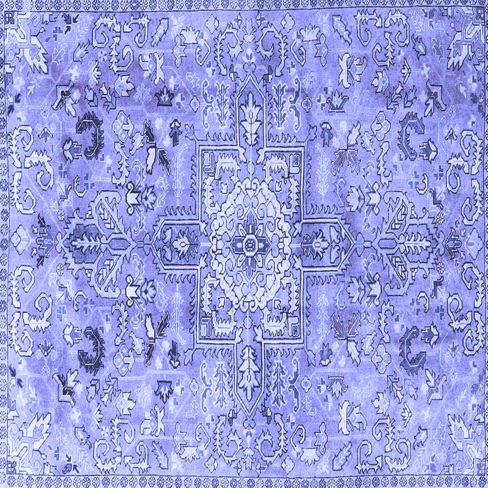 Square Machine Washable Persian Blue Traditional Rug, wshtr4009blu