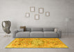 Machine Washable Persian Yellow Traditional Rug in a Living Room, wshtr4009yw