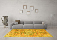 Machine Washable Persian Yellow Traditional Rug, wshtr4009yw