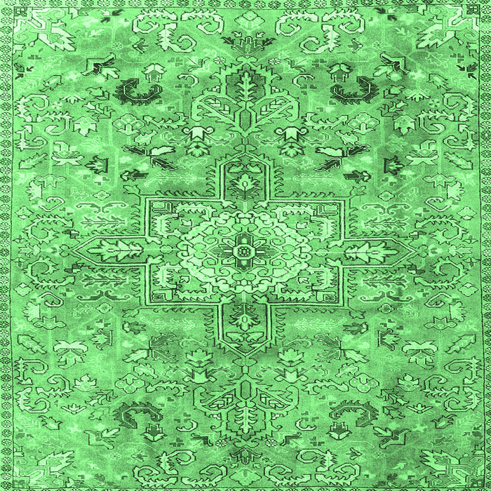 Square Machine Washable Persian Emerald Green Traditional Area Rugs, wshtr4009emgrn