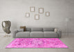 Machine Washable Persian Pink Traditional Rug in a Living Room, wshtr4009pnk