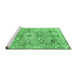 Sideview of Machine Washable Persian Emerald Green Traditional Area Rugs, wshtr4009emgrn