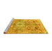 Sideview of Machine Washable Persian Yellow Traditional Rug, wshtr4009yw