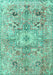 Machine Washable Persian Turquoise Traditional Area Rugs, wshtr4009turq