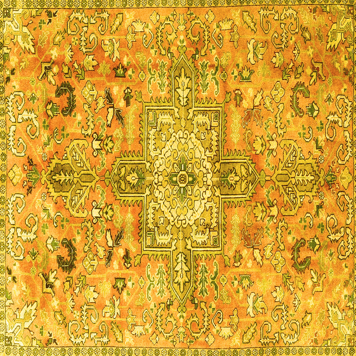 Square Machine Washable Persian Yellow Traditional Rug, wshtr4009yw