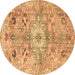 Round Persian Brown Traditional Rug, tr4009brn