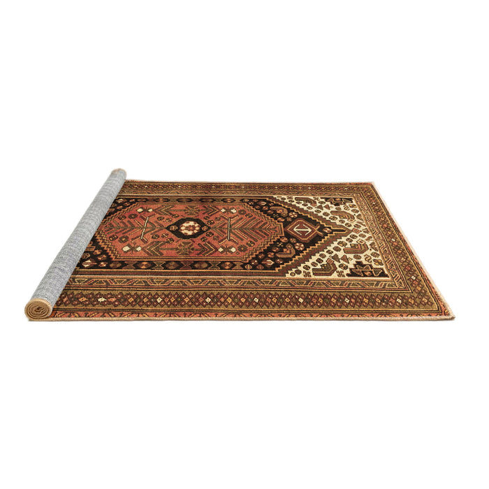 Sideview of Machine Washable Persian Brown Traditional Rug, wshtr400brn