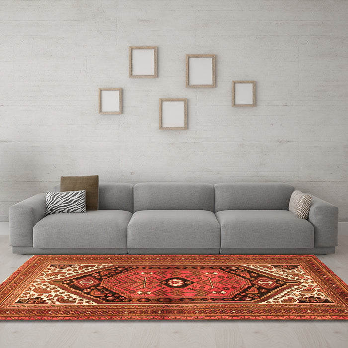 Machine Washable Persian Orange Traditional Area Rugs in a Living Room, wshtr400org