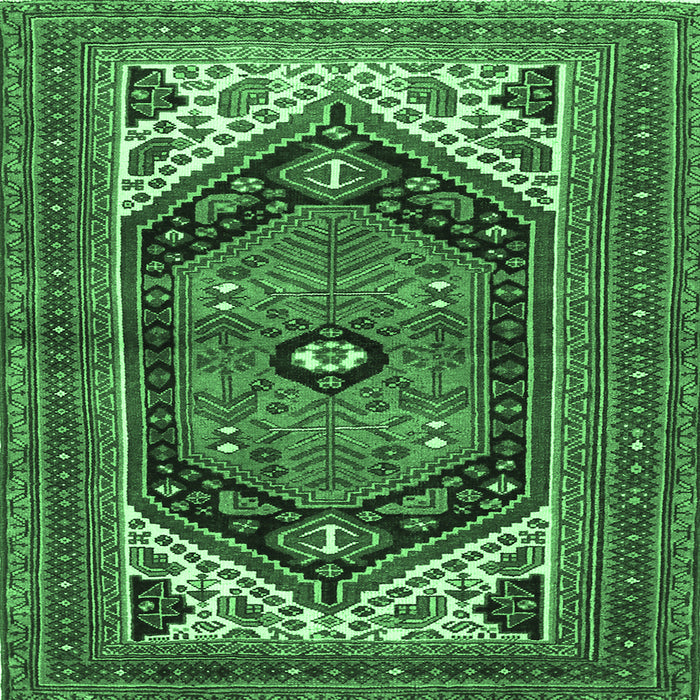 Square Machine Washable Persian Emerald Green Traditional Area Rugs, wshtr400emgrn