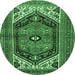 Round Persian Emerald Green Traditional Rug, tr400emgrn