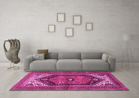 Machine Washable Persian Pink Traditional Rug, wshtr400pnk