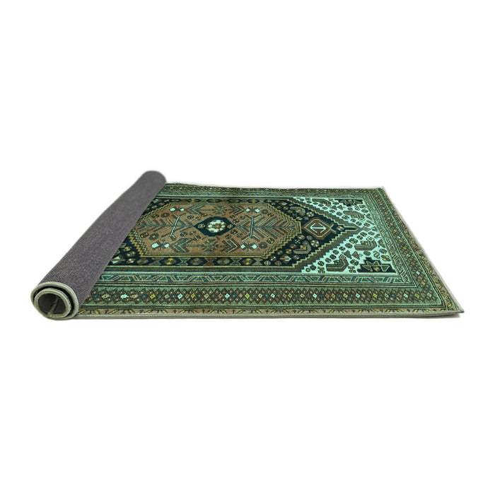 Sideview of Persian Turquoise Traditional Rug, tr400turq