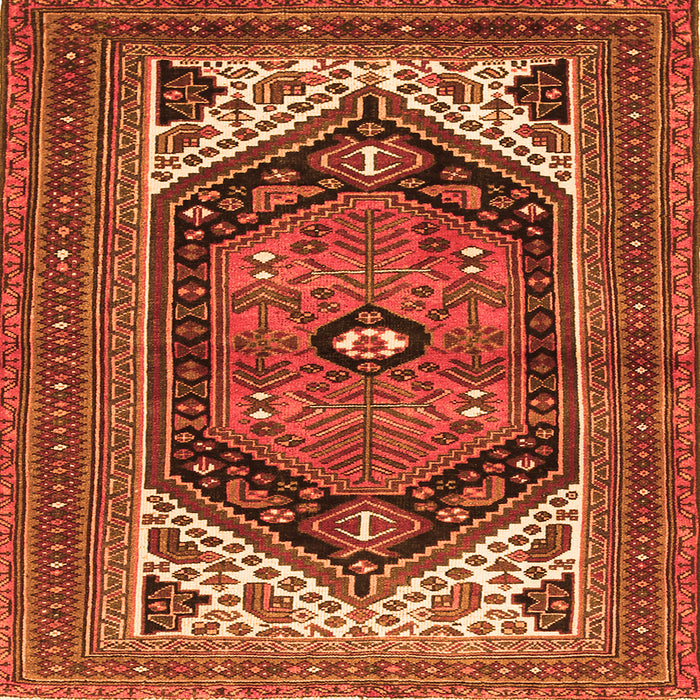 Round Machine Washable Persian Orange Traditional Area Rugs, wshtr400org